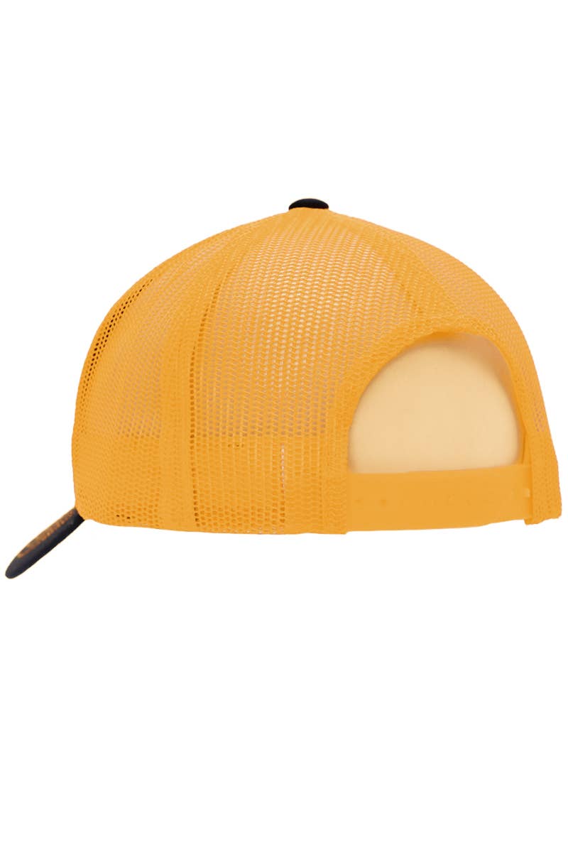 Sleek Black Front Six Panel Curved Bill Trucker Hat: Black