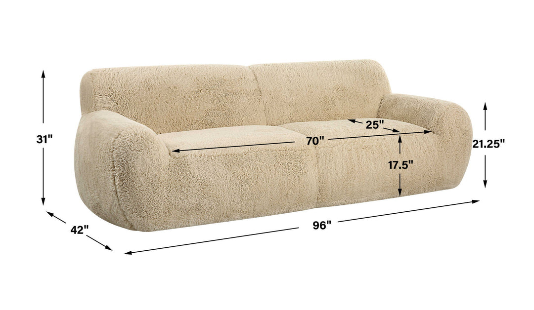 Abide - Rounded Sheepskin Sofa - Beige