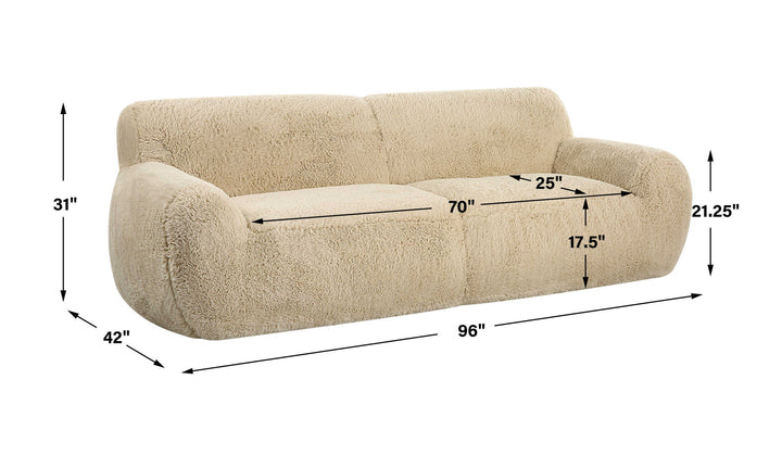 Abide - Rounded Sheepskin Sofa - Beige