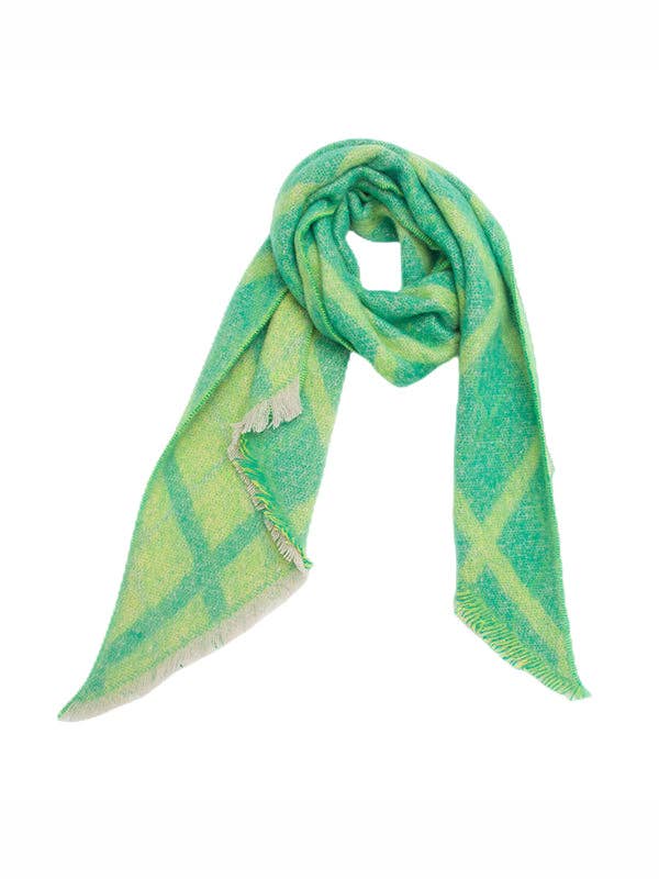 Diamond-Patterned Fringed Keep Warm Shawl&Scarf: GRAY / One_size