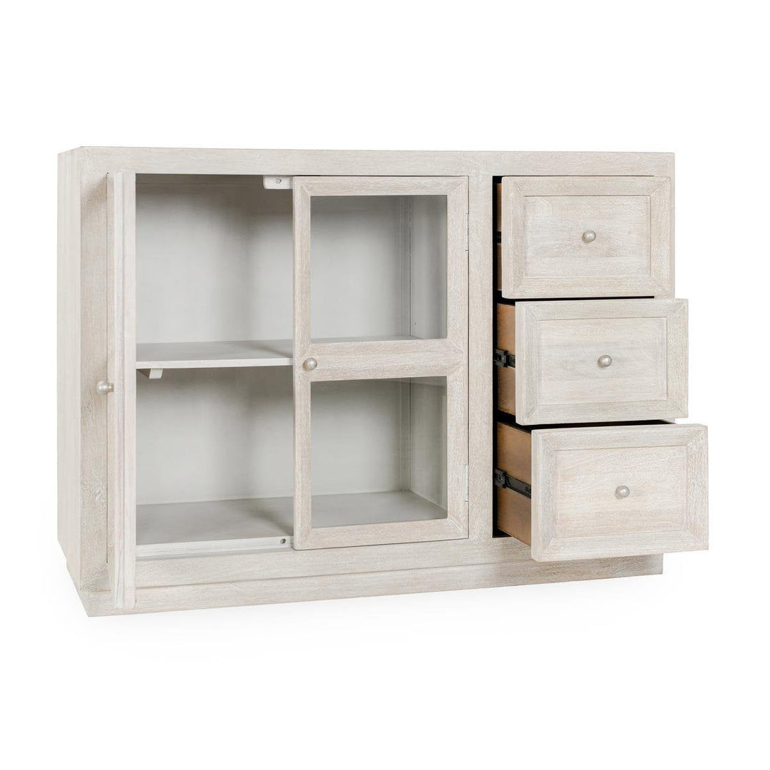 Isha - 3 Drawers 2 Door Cabinet - White Washed