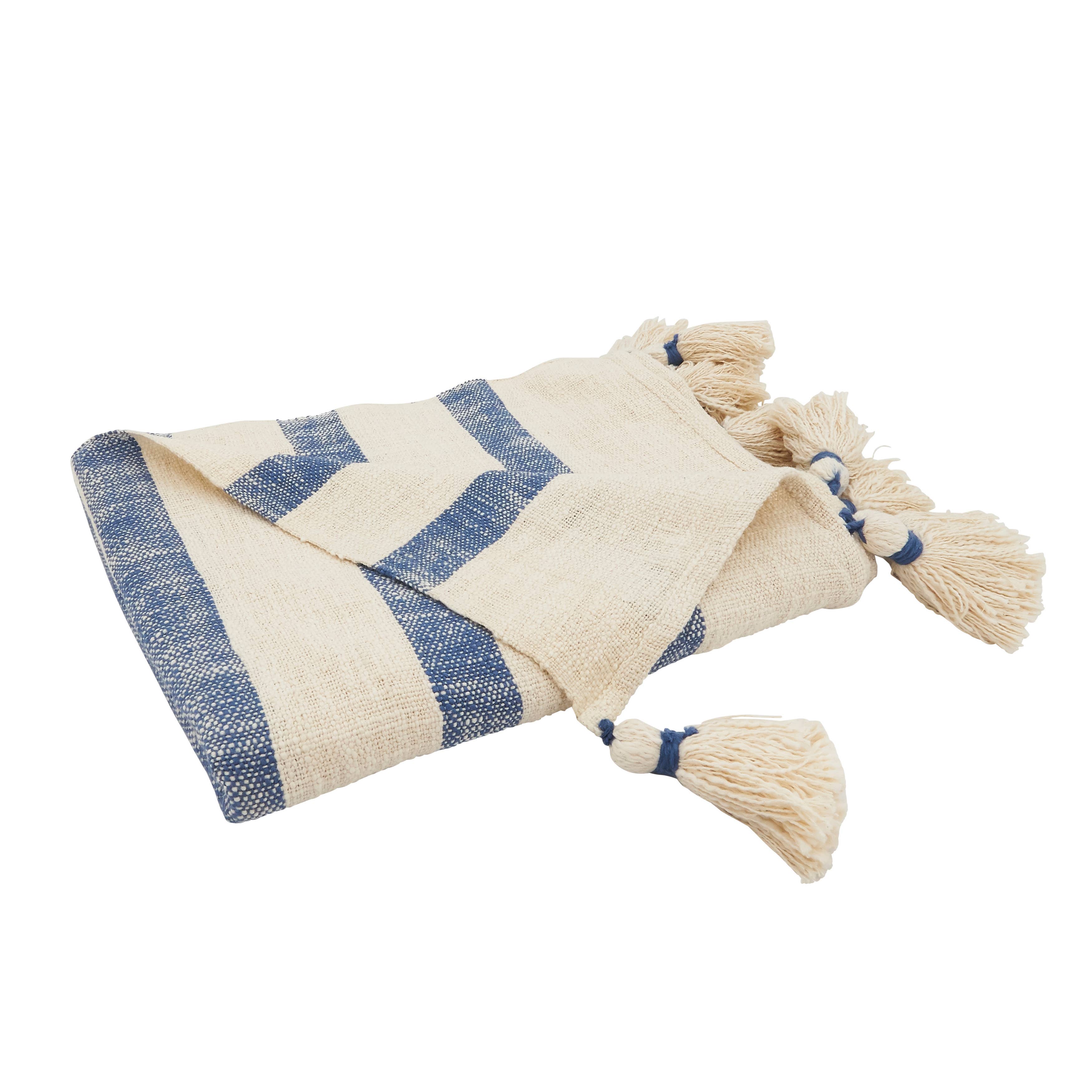 Stripe Tassel Throw: 50"x60" / Mustard