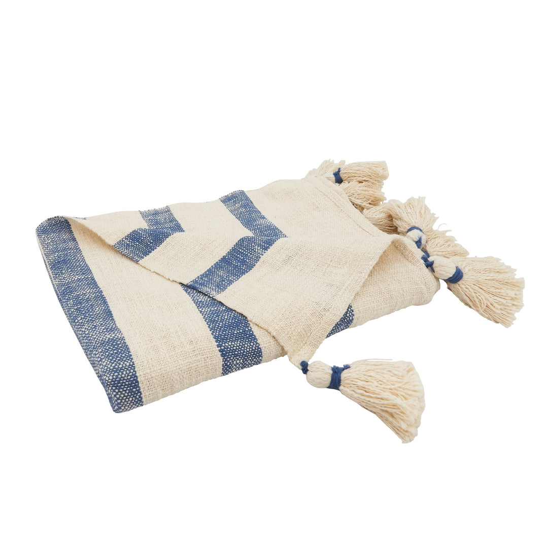 Stripe Tassel Throw: Blue / 50"x60"