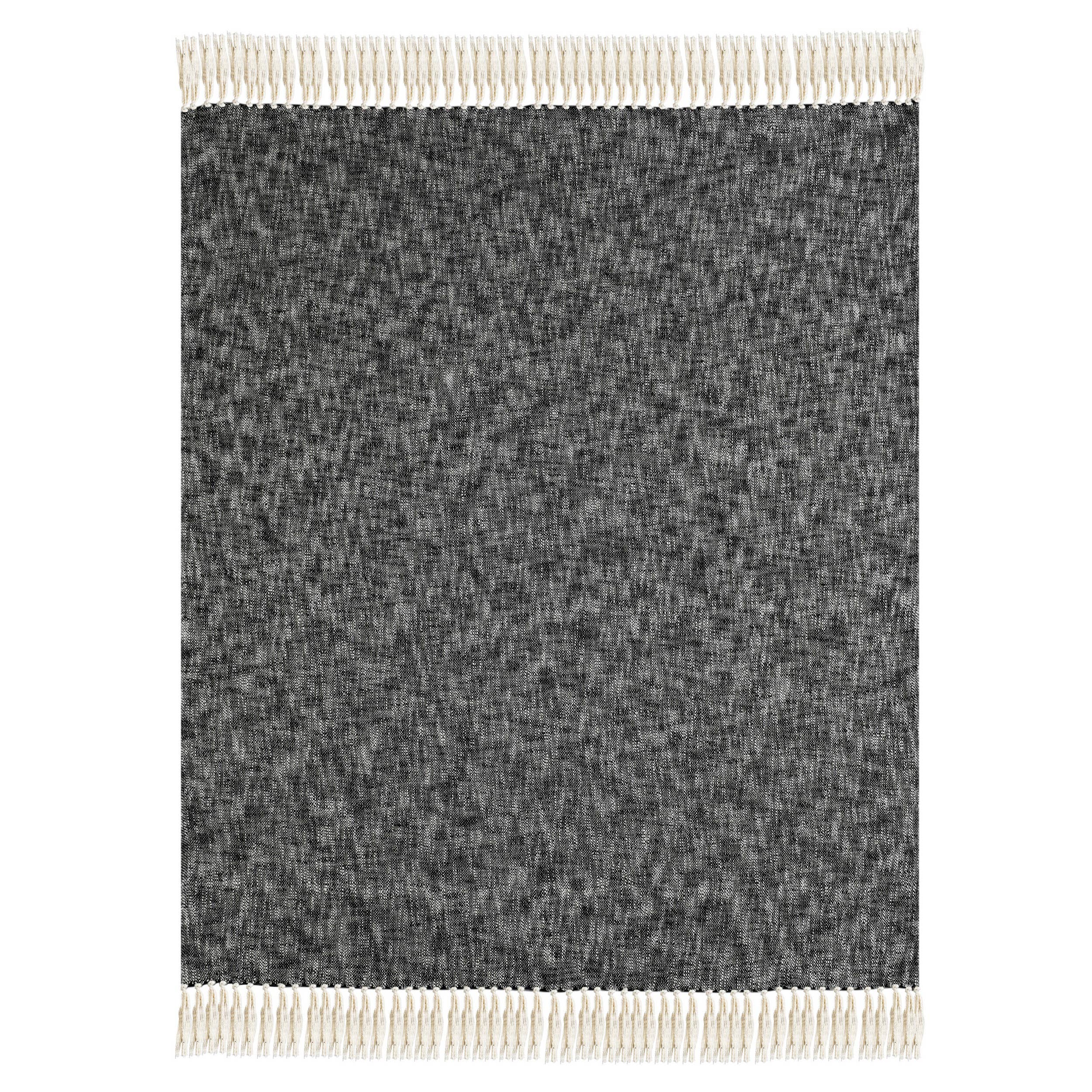 Boho Chambray Throw Blanket with Fringe: Navy Blue