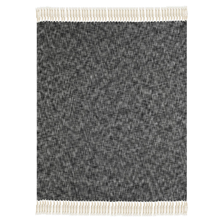 Boho Chambray Throw Blanket with Fringe: Navy Blue