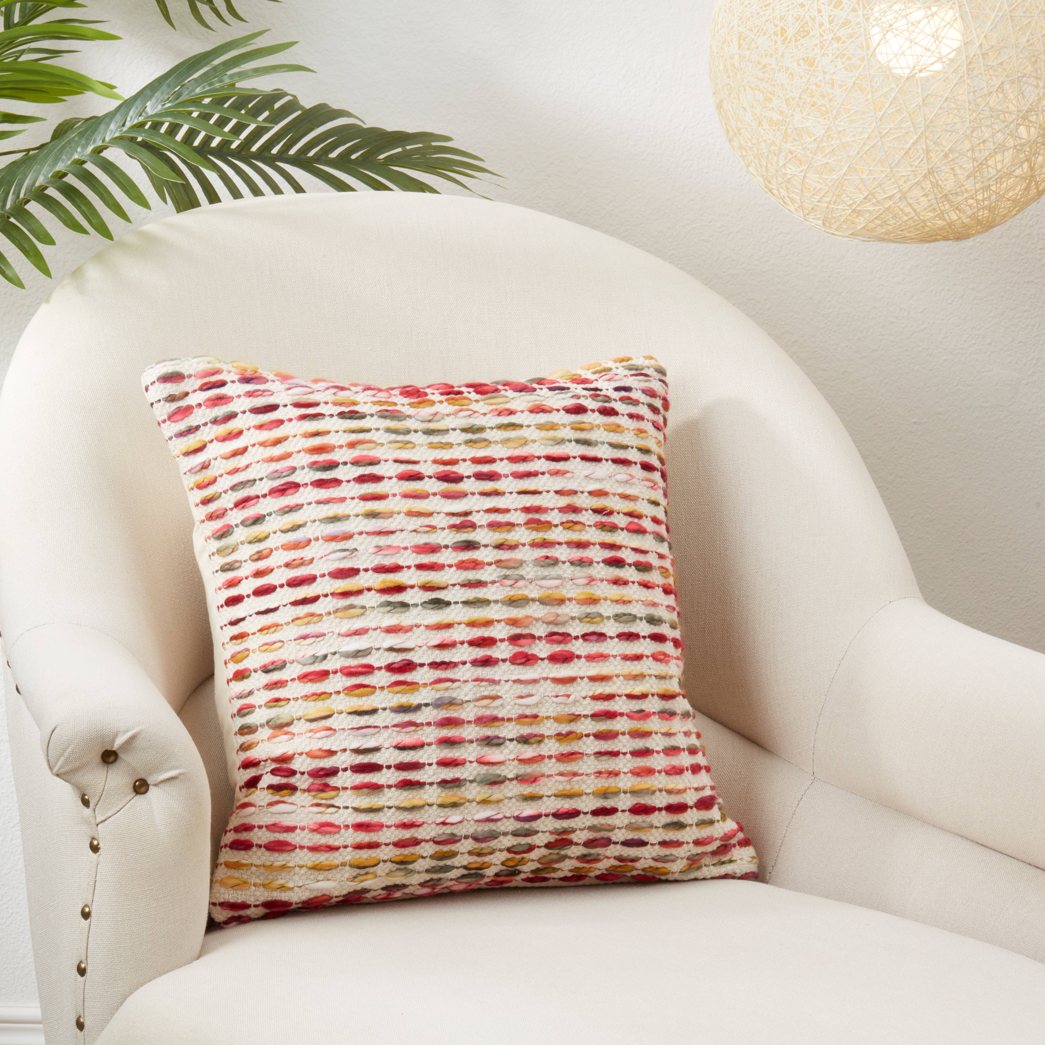 Woven Rainbow Stripe Delight Throw Pillow: Multi / 18" / Poly Filled