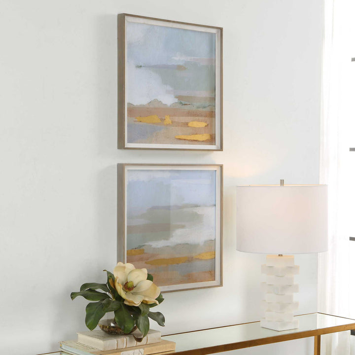 Abstract Coastline - Framed Prints (Set of 2)