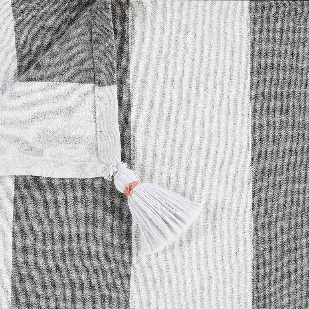 Cabana Striped Throw Blanket with Tassels: Navy Blue