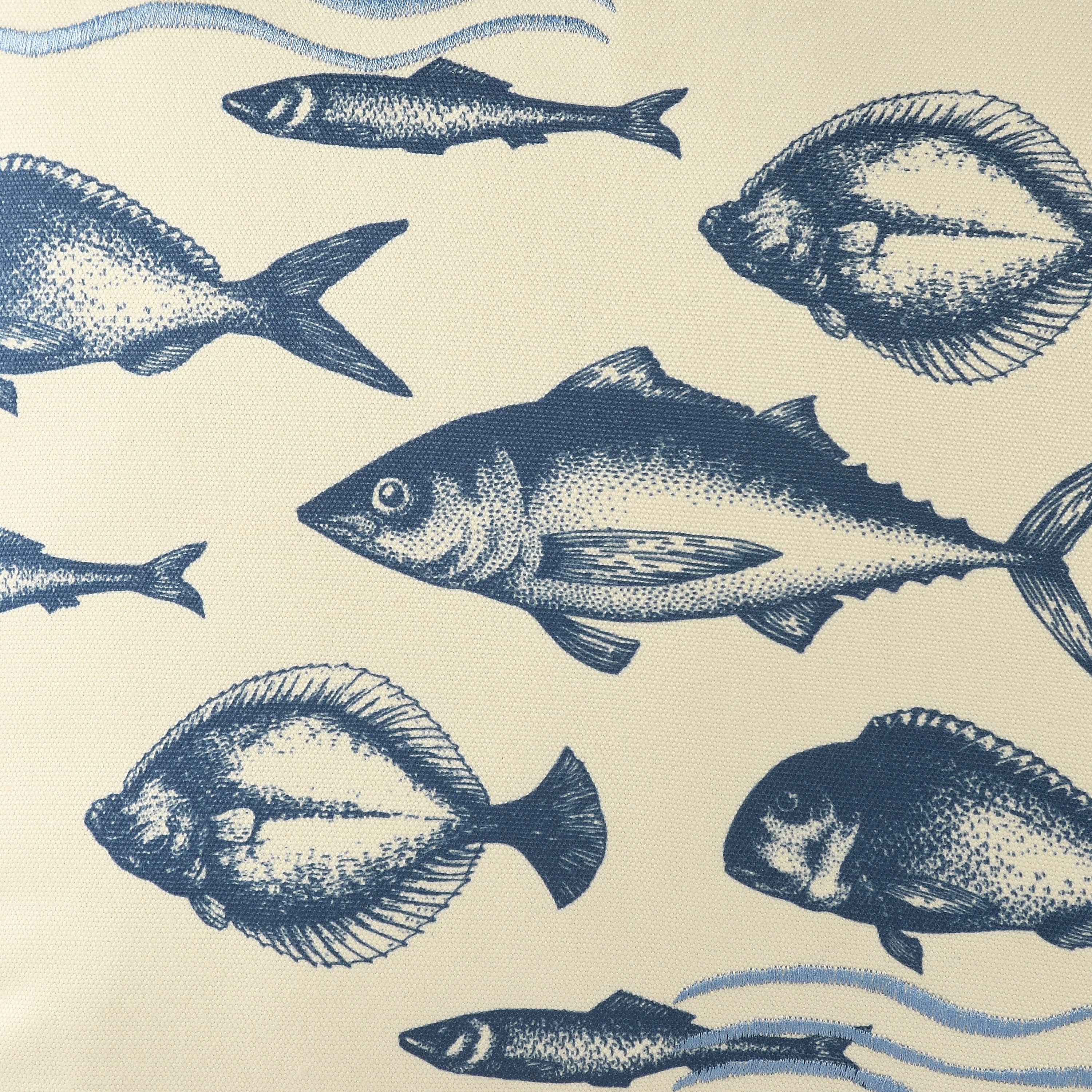 Sancia Coastal Polyester Throw Pillow, 20" x 20", Denim Blue