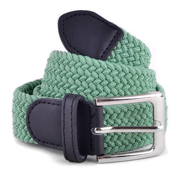 Men's Stretch Braided Woven Belts: HGRN / L