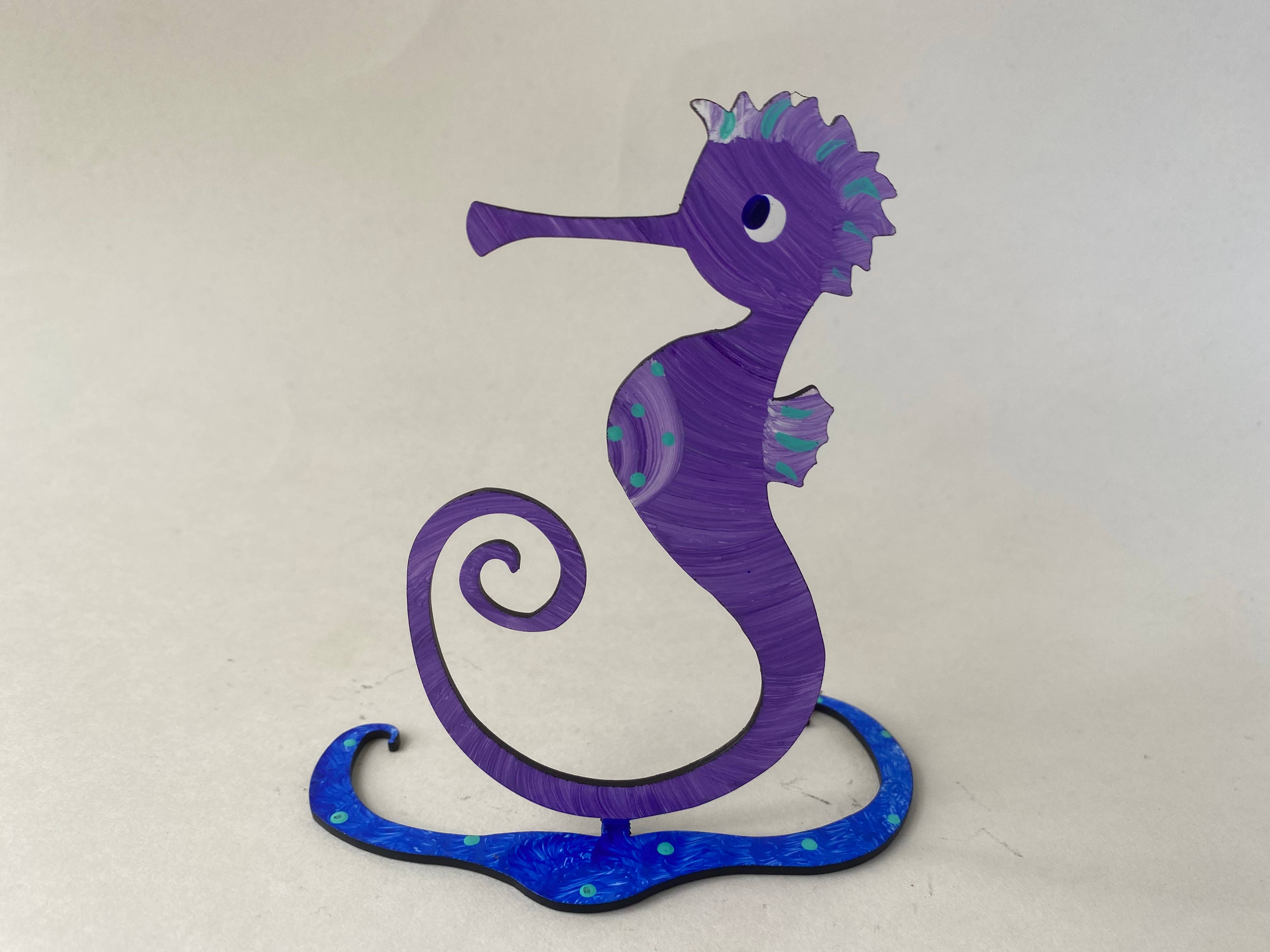 Seahorse Sculpture - Hand Painted - Small - Photo Holder