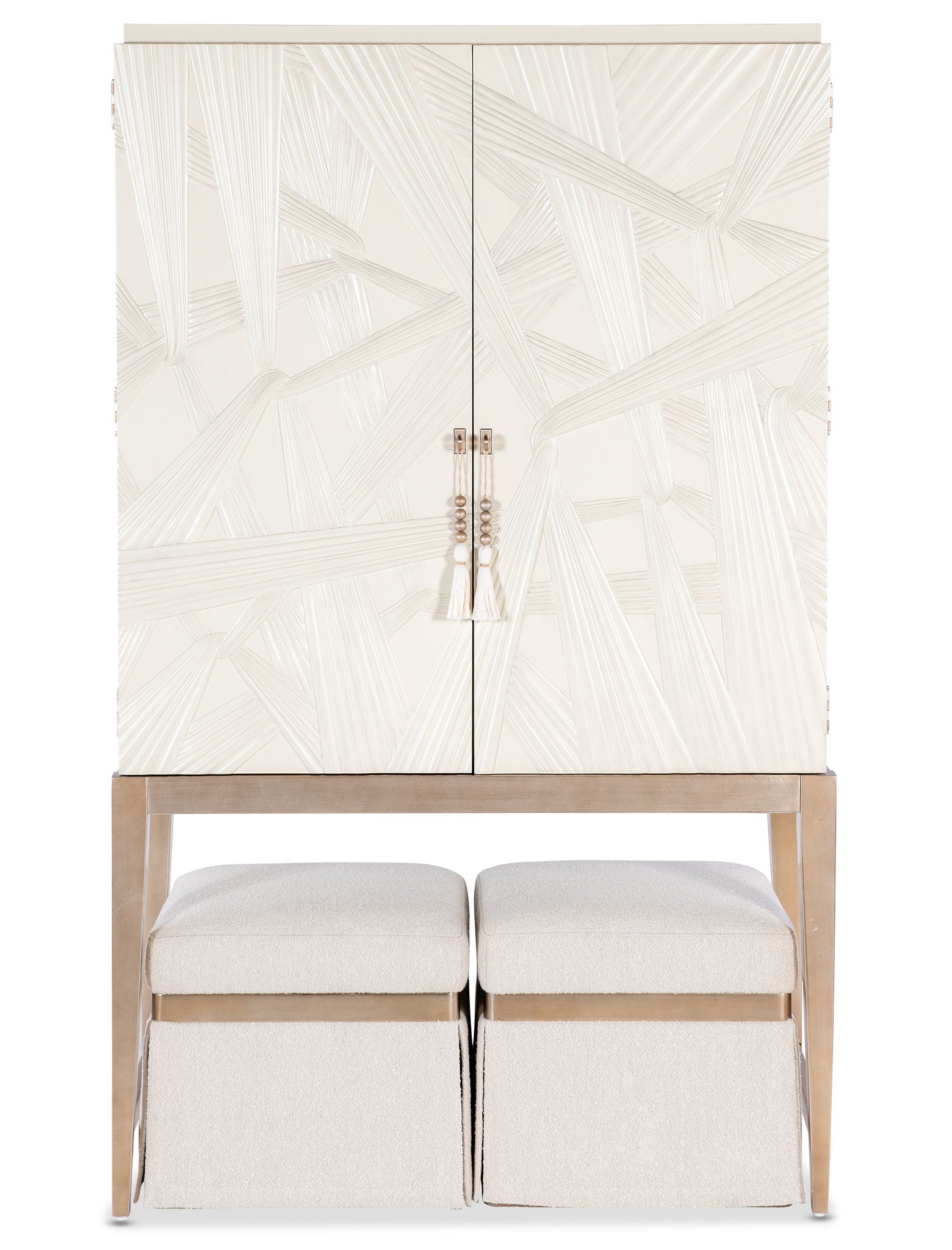 Melange - Dream Weaver Bar Cabinet - White / Light Brown