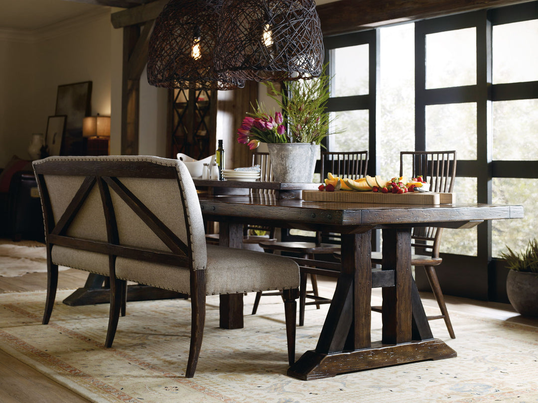 Roslyn County - Trestle Dining Table With Leaves - Dark Brown