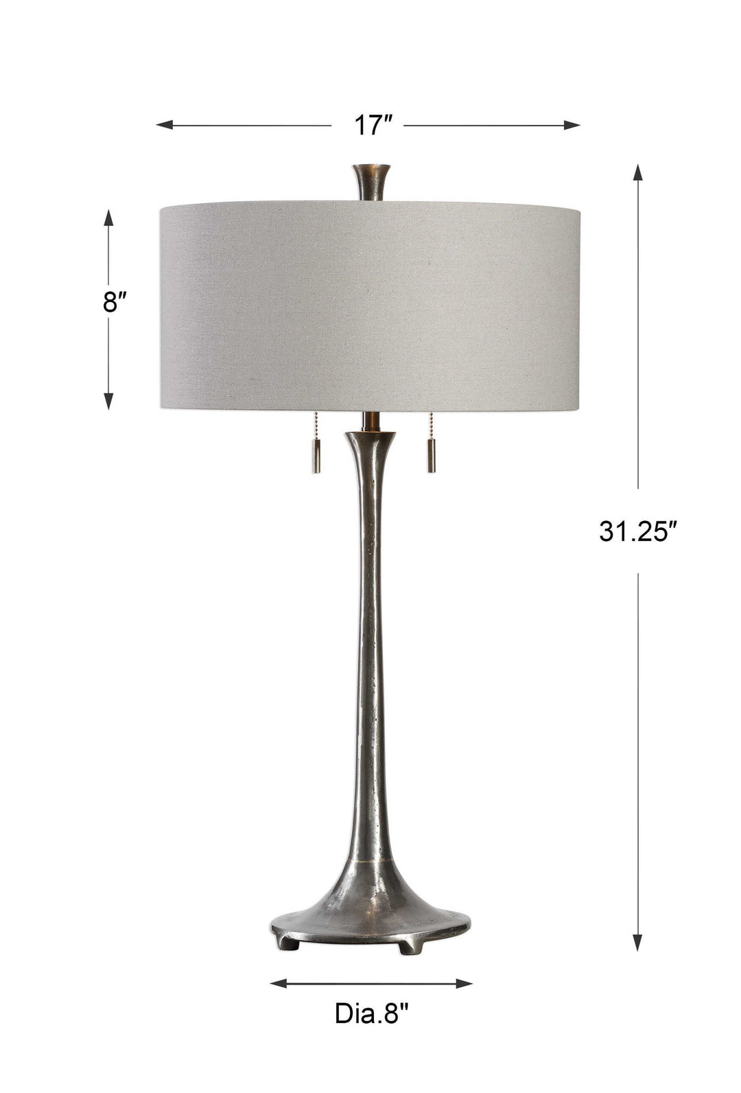 Aliso - Cast Iron Lamp - Pearl Silver