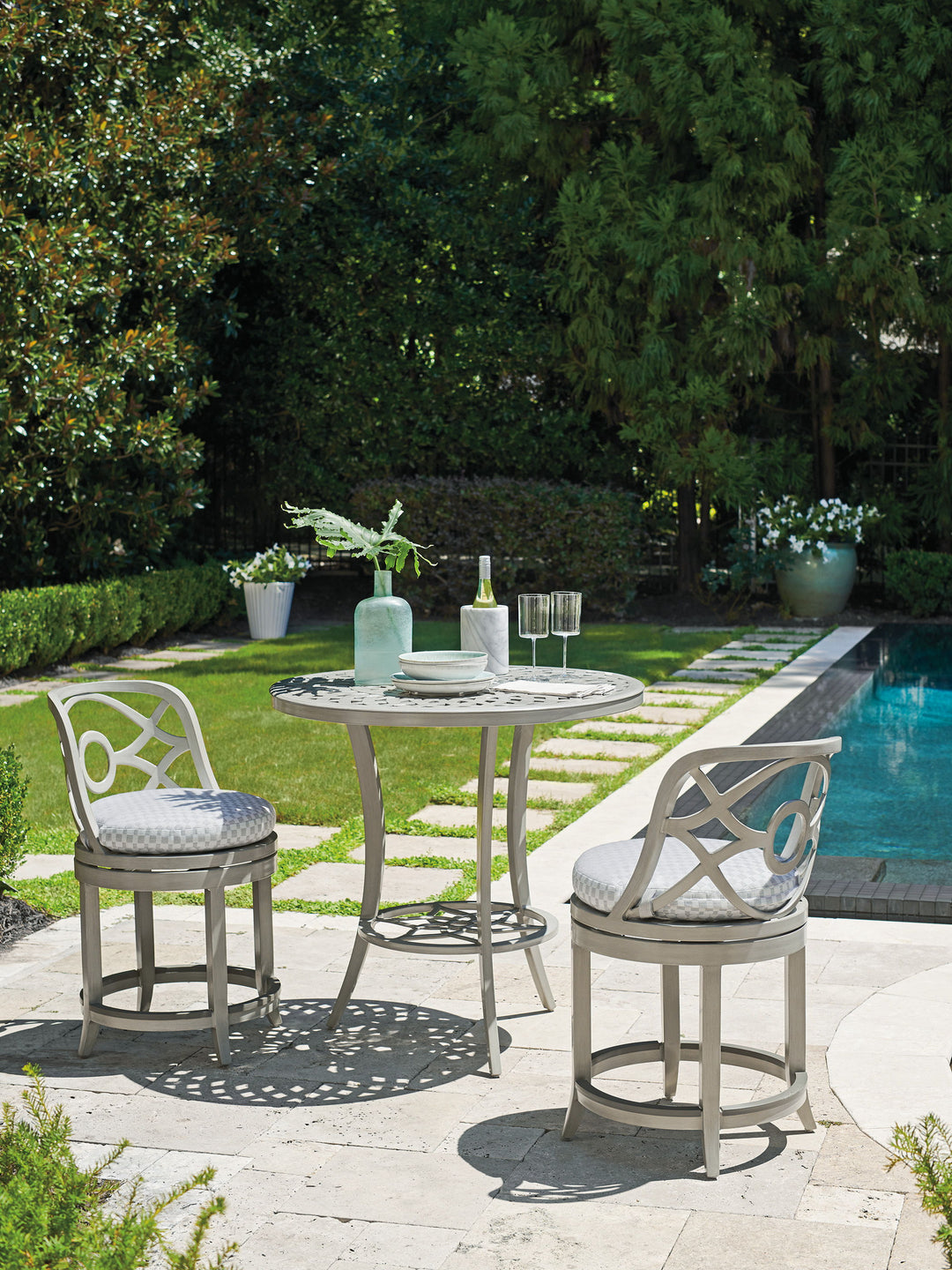 Silver Sands - High/Low Bistro Table - Pearl Silver