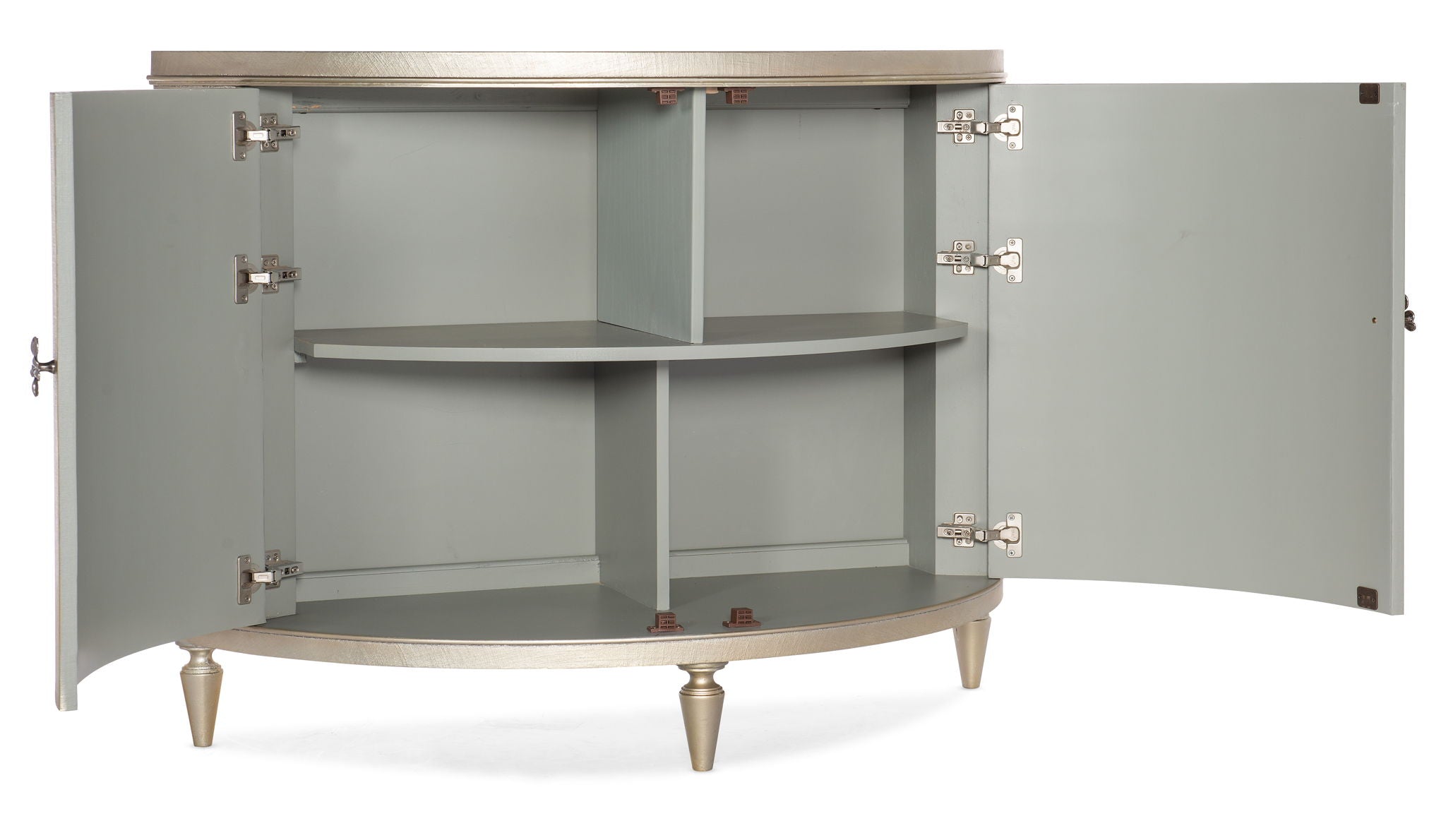 Melange - Marguerite 2-Door Demilune Chest - Pearl Silver