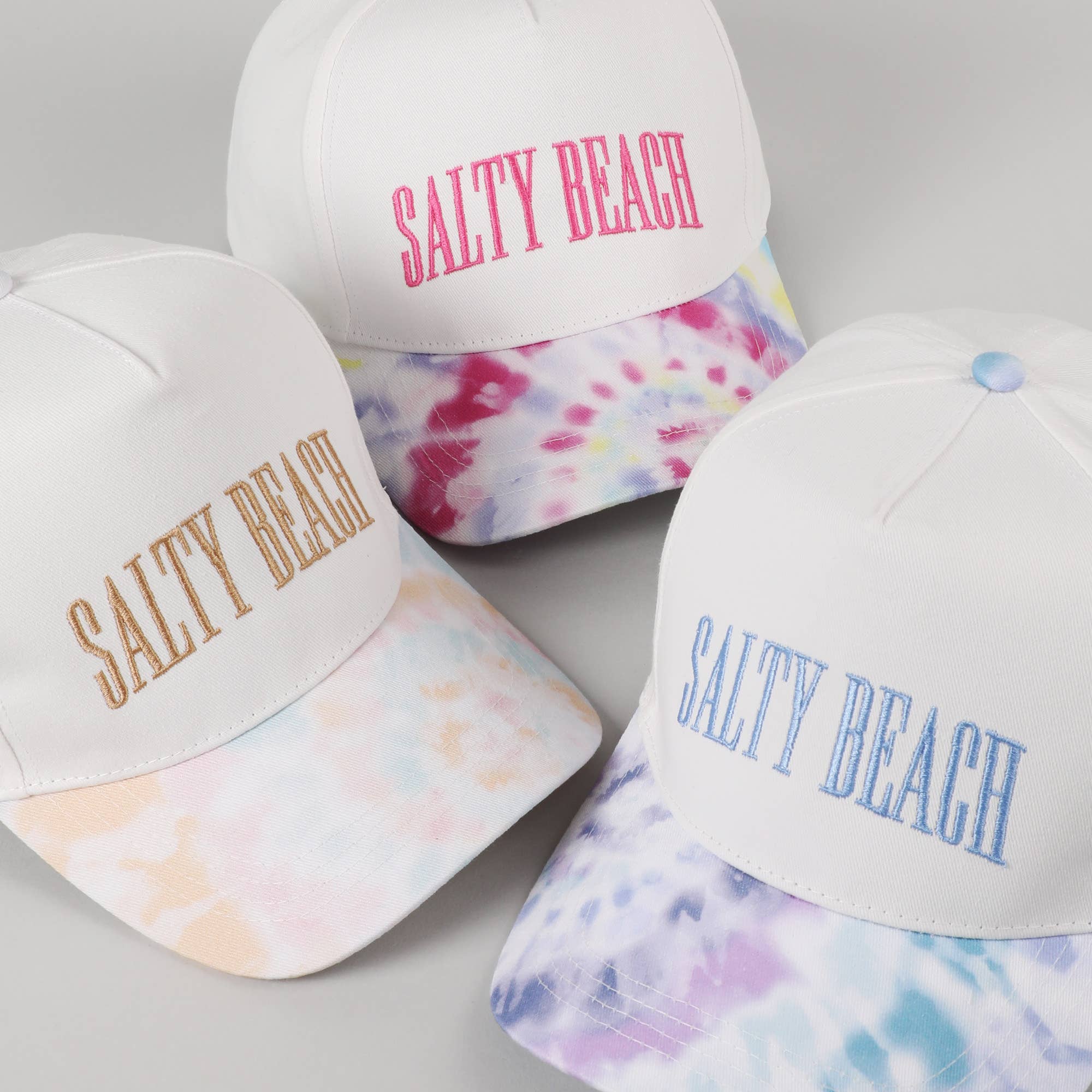 SALTY BEACH Embroidery Tie Dye Pattern Trucker Hat
