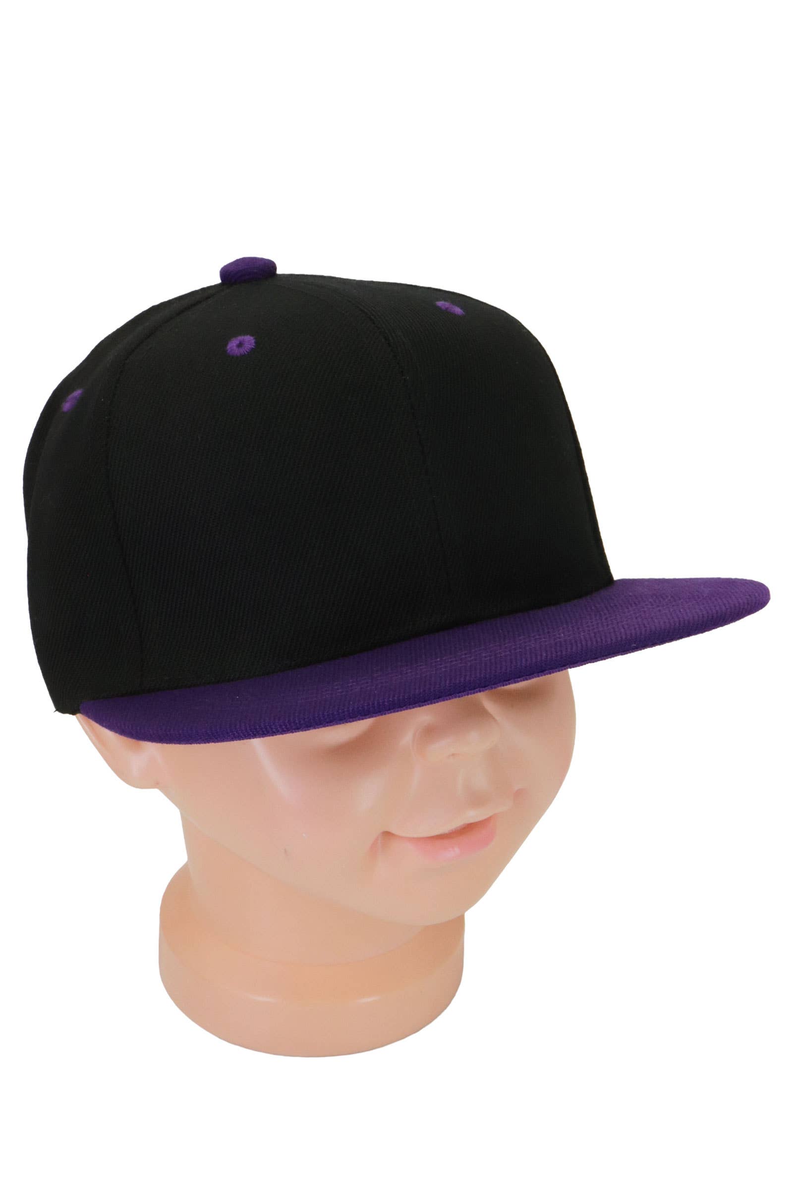 Kids Two Tone Blank Snapback Flat Brim Cap
