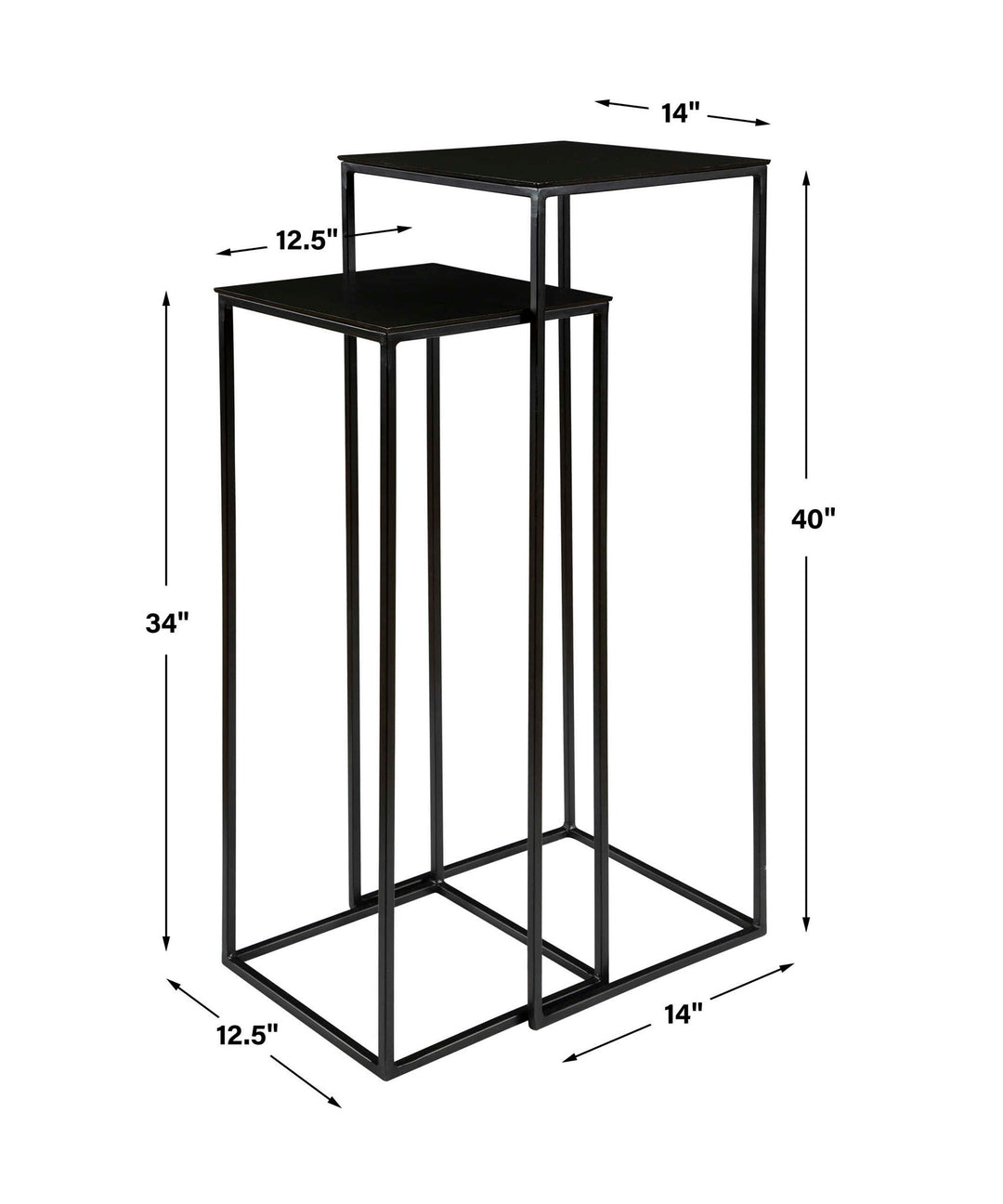 Coreene - Nesting Pedestal Tables (Set of 2) - Black