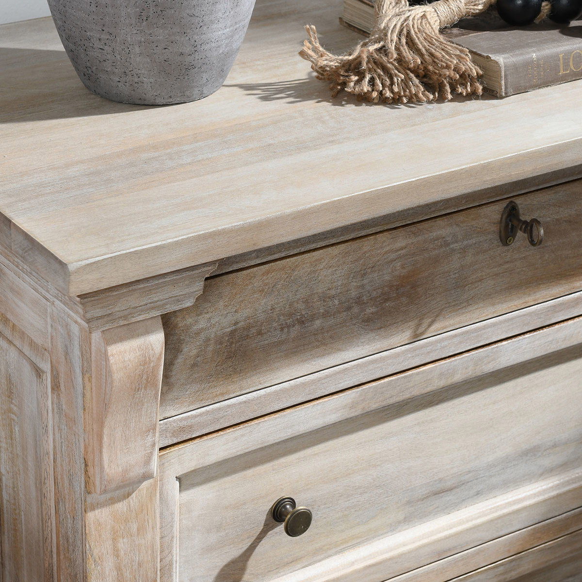 Adelaide - 3 Drawer Nightstand - Natural Cream Wash