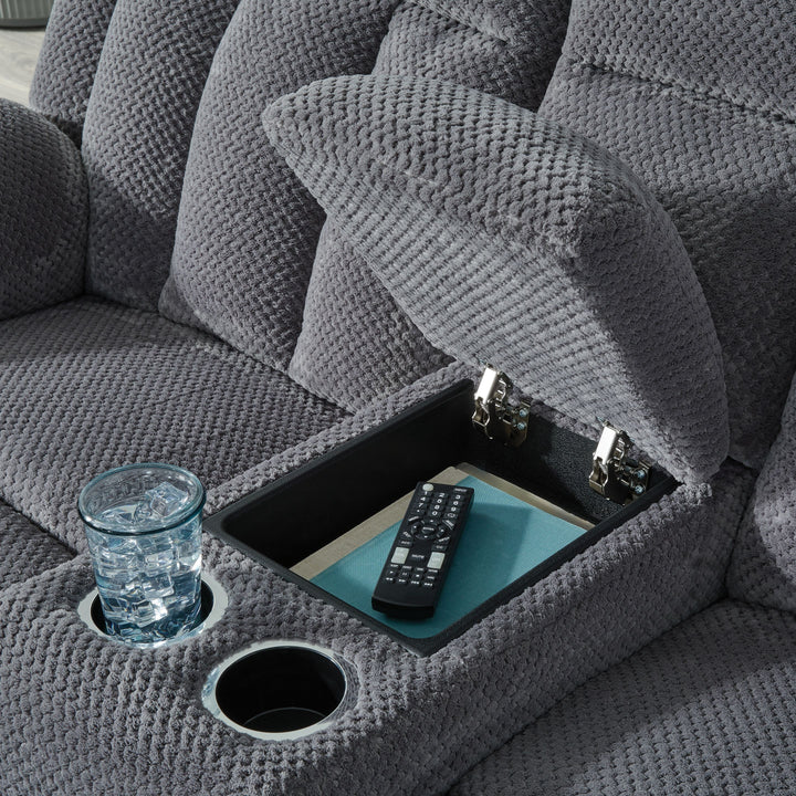 Observation - Steel - Double Reclining Power Loveseat With Console
