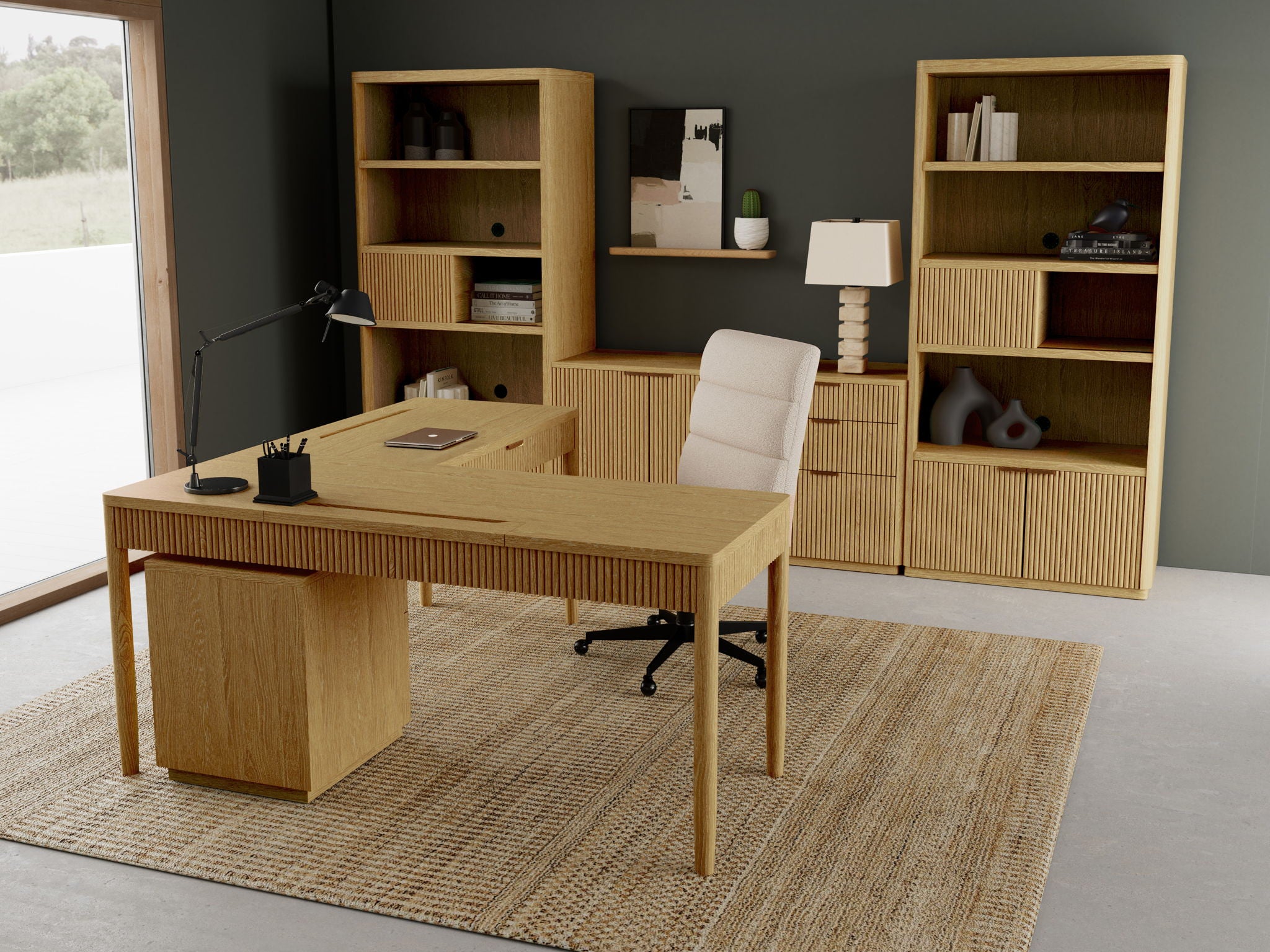 Deerfield - L Desk - Natural Oak