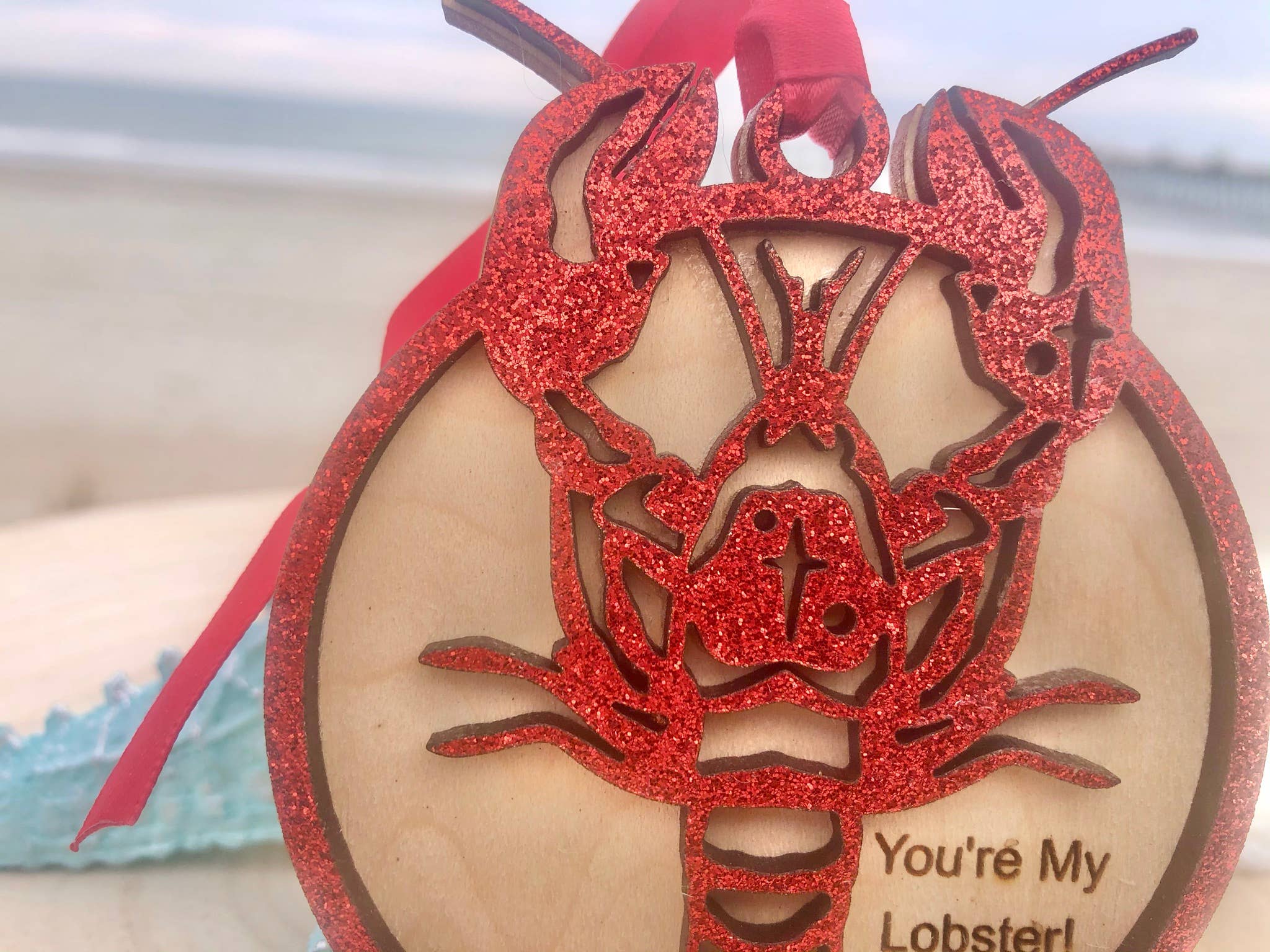 Customizable Lobster Ornament: Red Painted / Seas & Greetings