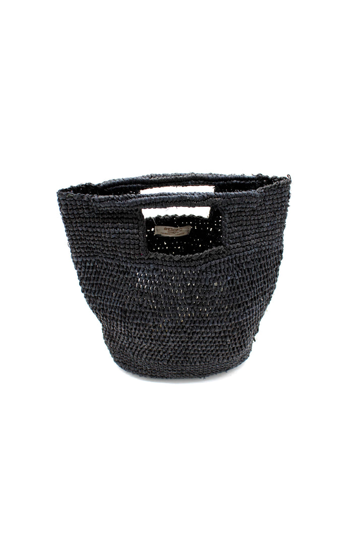 Mini ConCon Crochet Petite Straw Basket: Saffron Two Tone Zebra Stripe