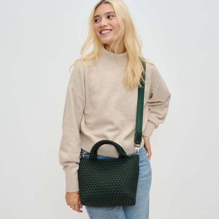 Sky's The Limit - Small Woven Neoprene Crossbody: Sand Black