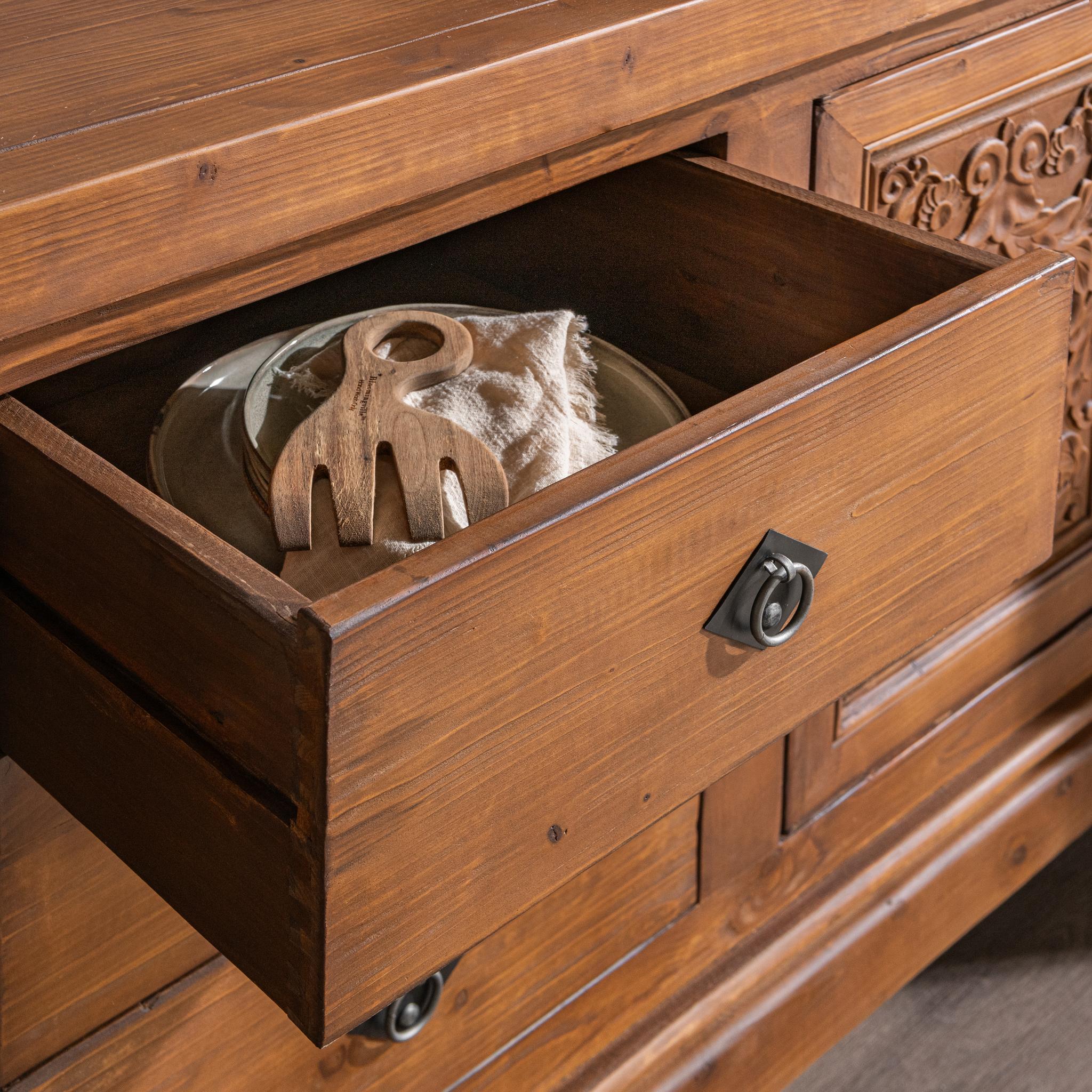 Amita - 3 Drawer 4 Door Cabinet - Brown