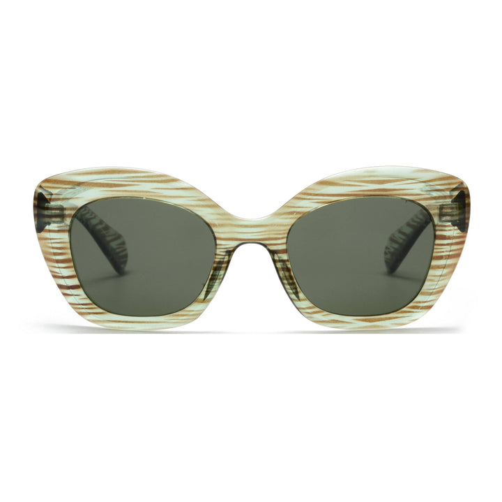TALLIE | Green | Brown Stripes  | Polarized Sunglasses
