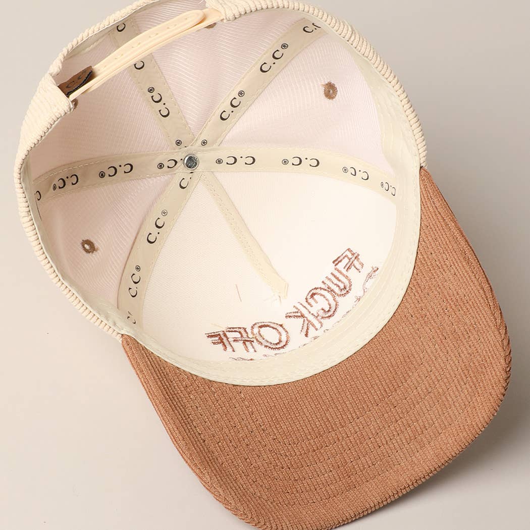 Fuck Off Disrespectfully Corduroy Trucker Baseball Cap
