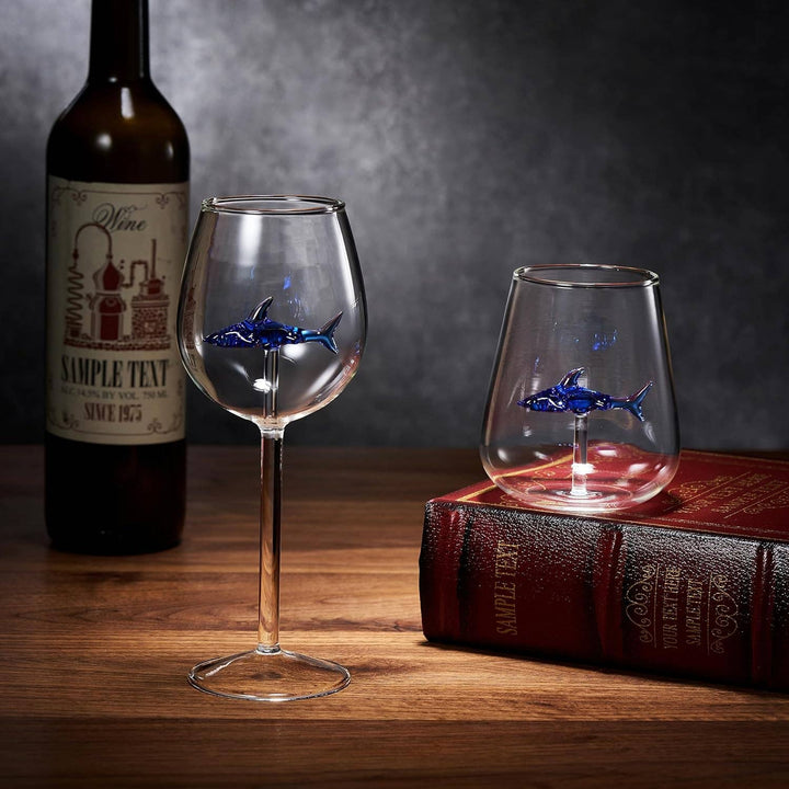 Shark-Inspired Stemmed Wine Glasses Set of 2 | 13oz
