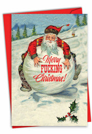 Christmas Card - Santa Snowball