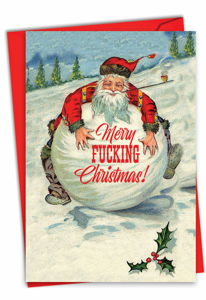 Christmas Card - Santa Snowball