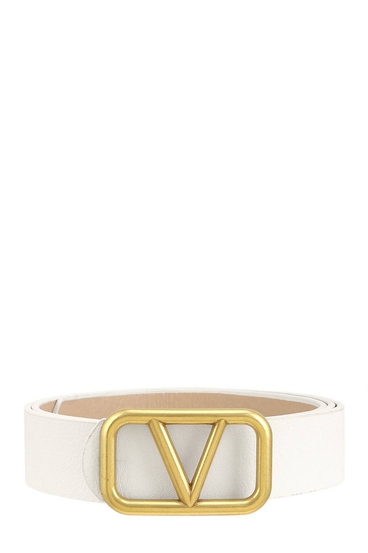 METAL V BUCKLE LEATHER BELT