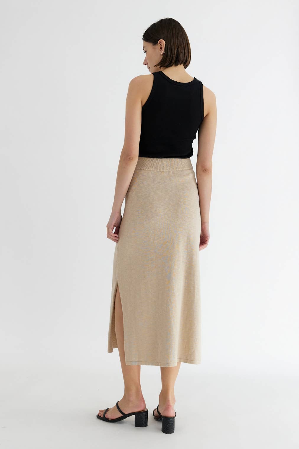 The Rosey Skirt | Midi Skirt with Side Slit: BLACK / SMALL