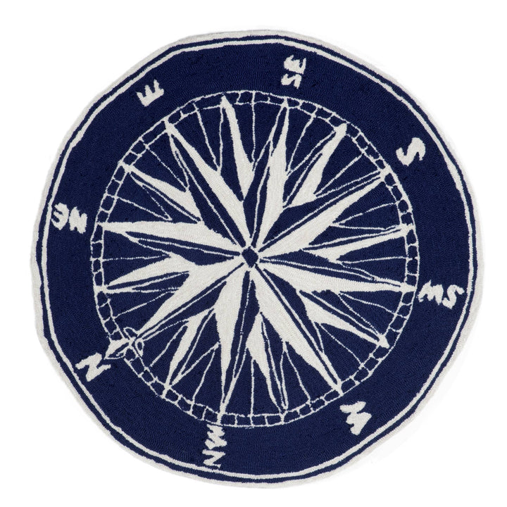 Frontporch Compass Indoor/Outdoor Rug: Navy / Polyester; Acrylic / 1'8" x 2'6"