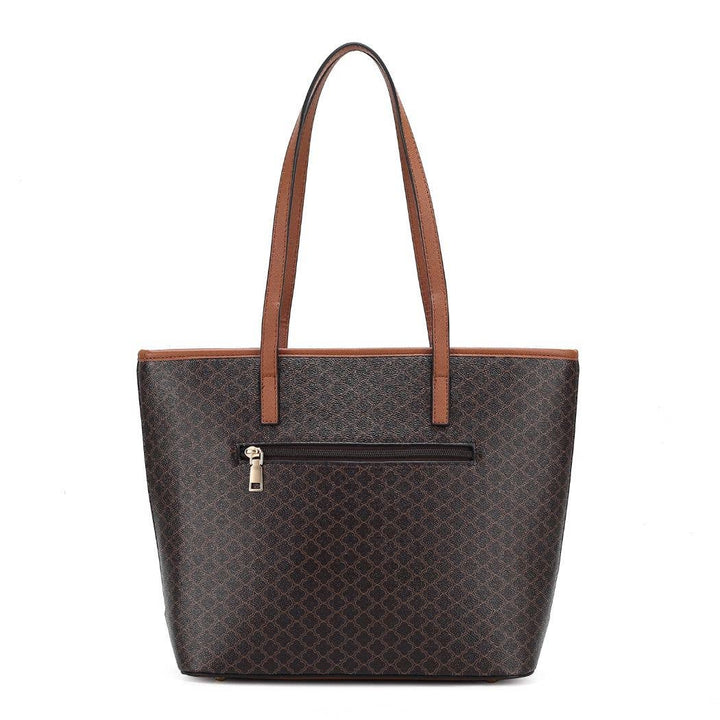 Arya Vegan Leather Women’s Tote Bag with Wristlet Pouch 2 pc: Nude-Taupe