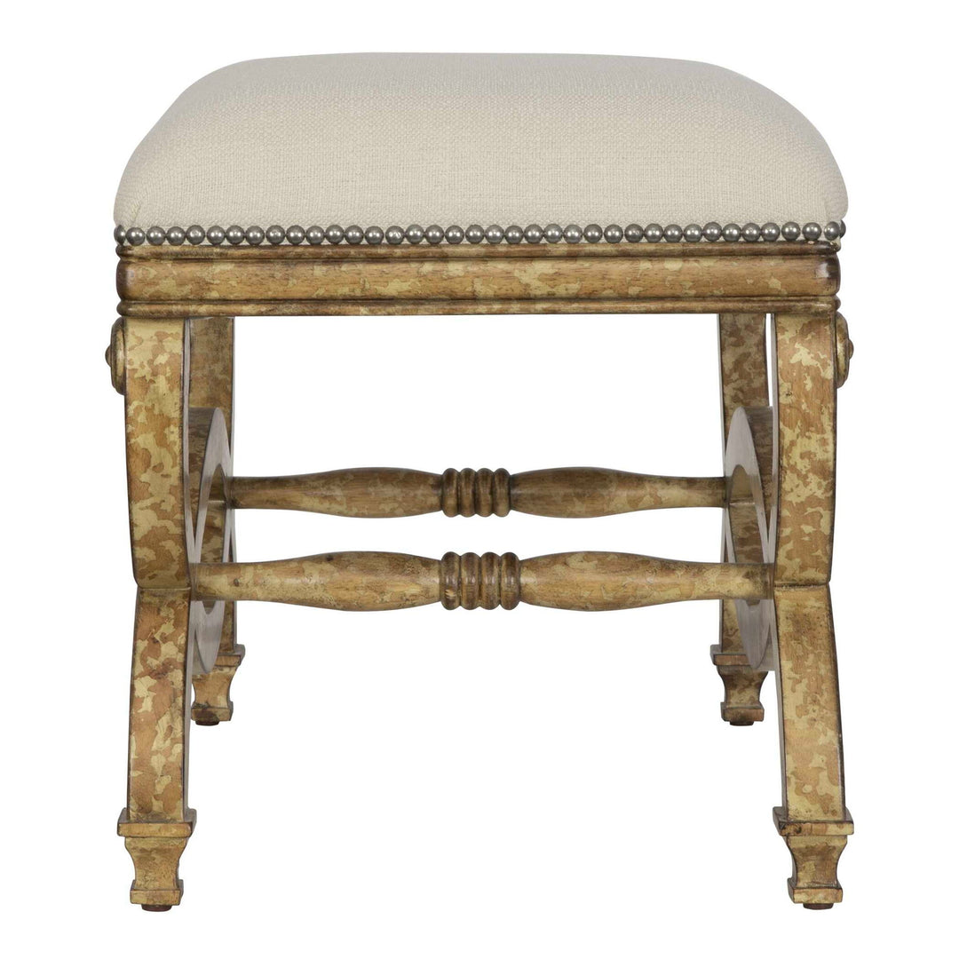 Karline - Natural Linen Small Bench - White