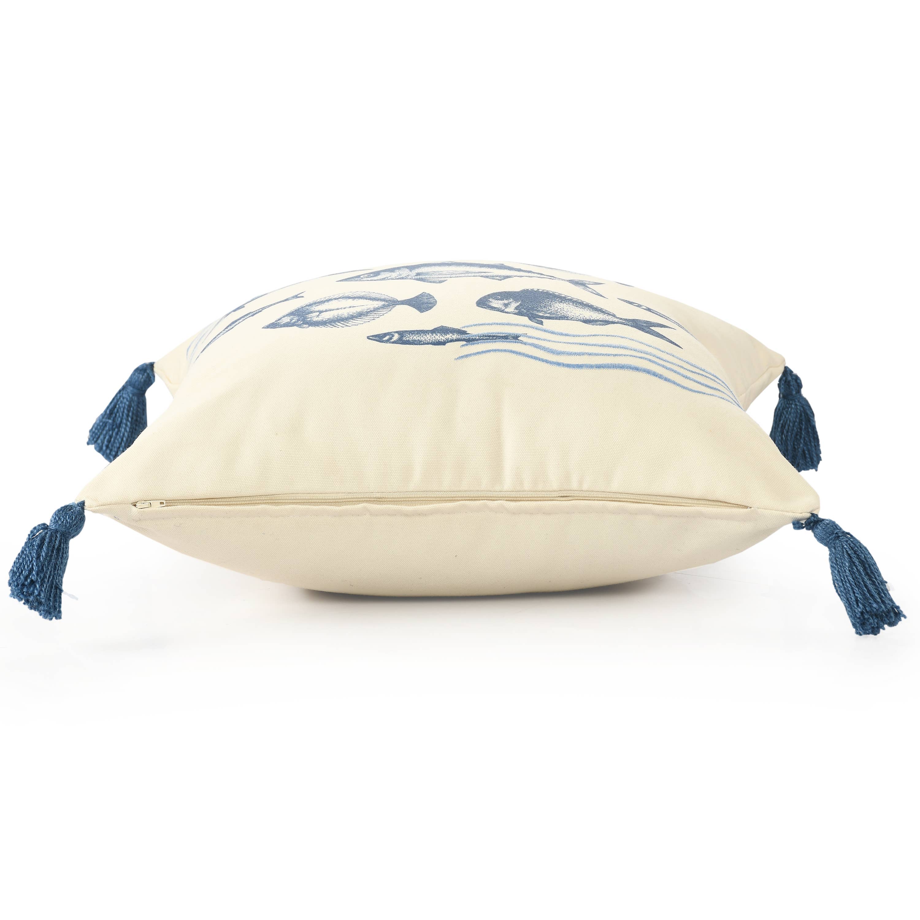 Sancia Coastal Polyester Throw Pillow, 20" x 20", Denim Blue
