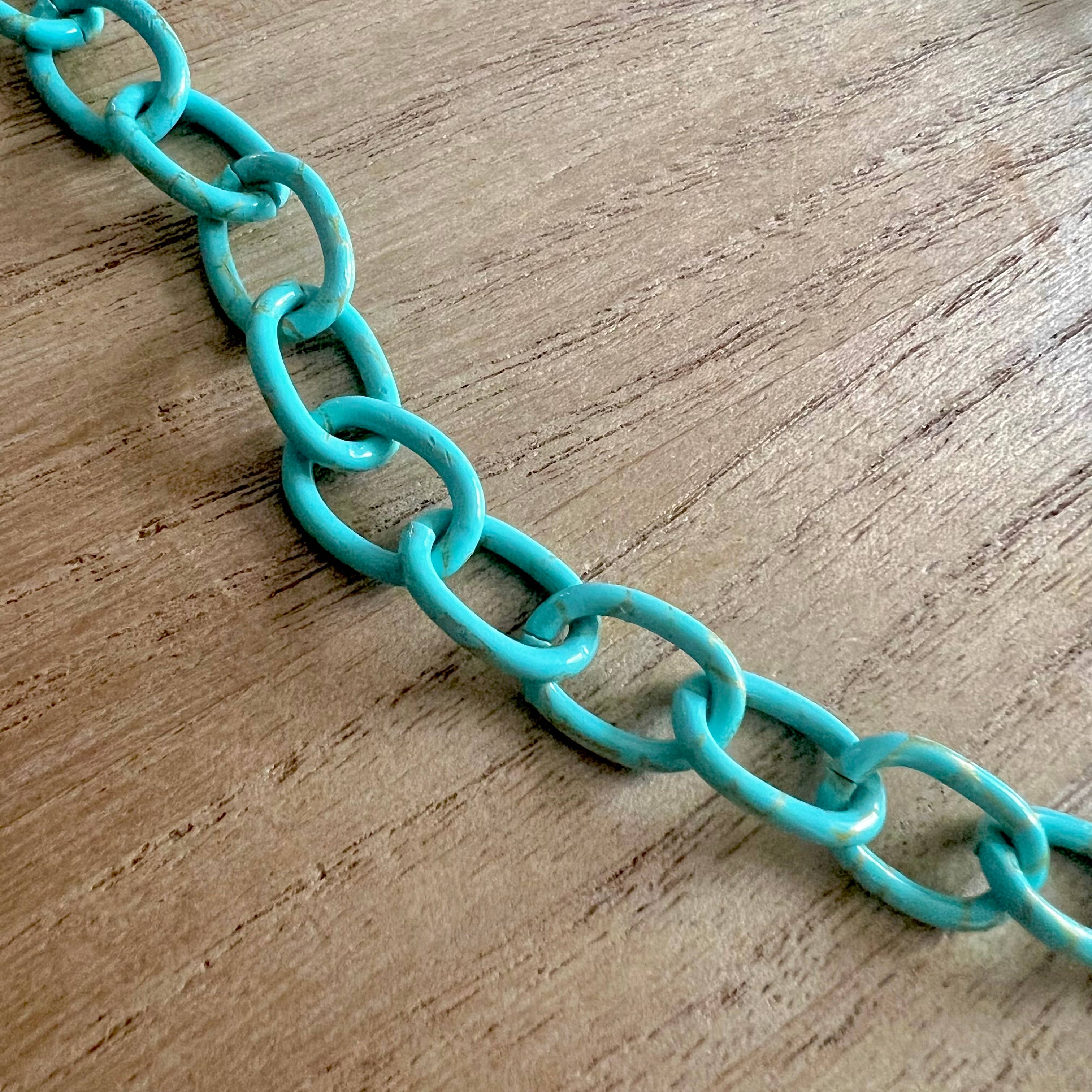 Stay Salty turquoise chain and gold medallion necklace 