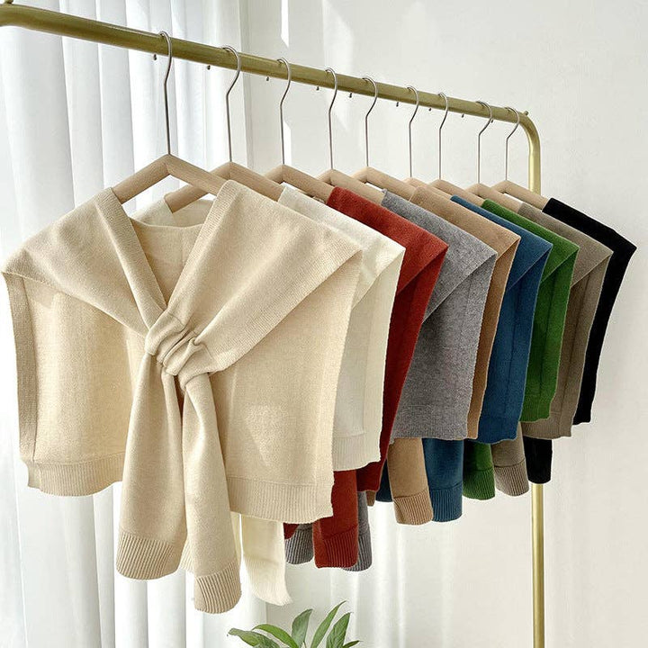 Knitted Crossed Solid Shawl: Khaki / 90cm