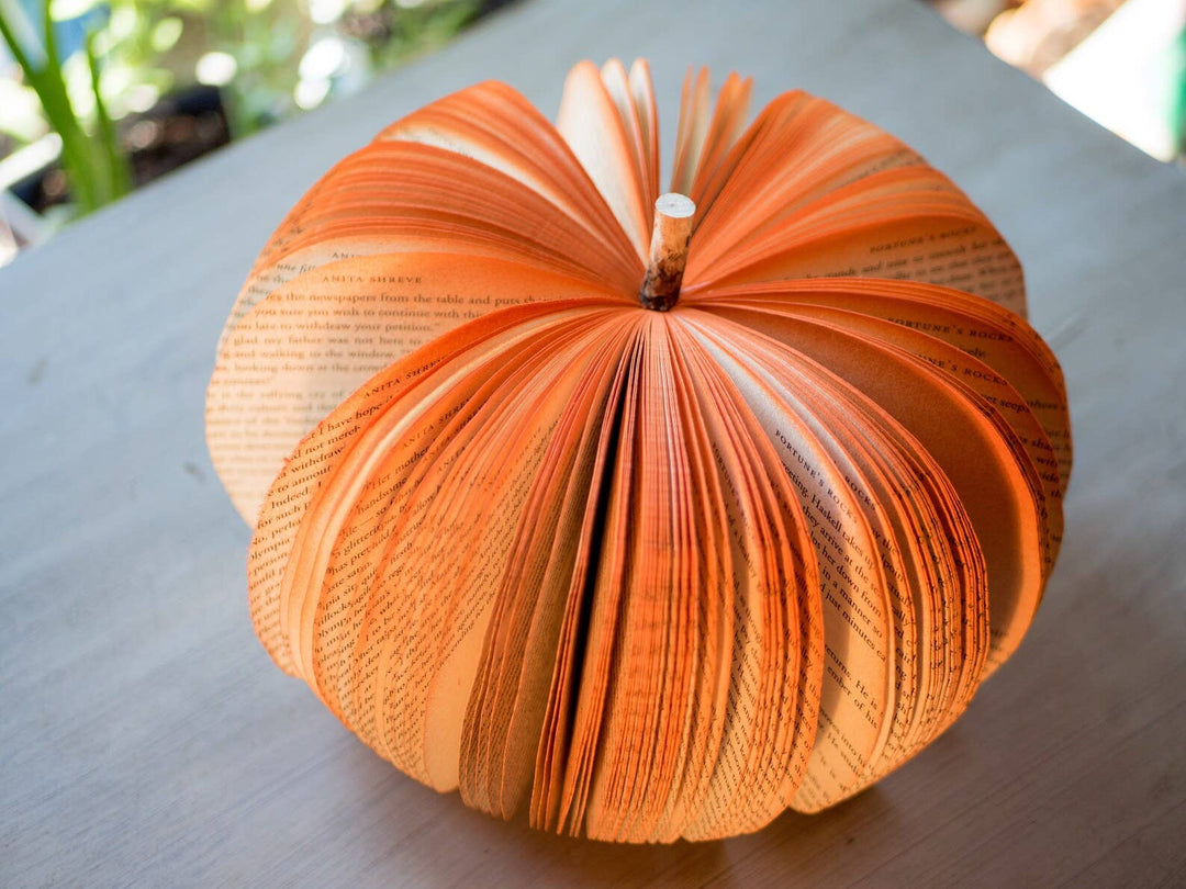 Book Pumpkin Rustic Orange Fall Decor Thanksgiving Halloween: Large