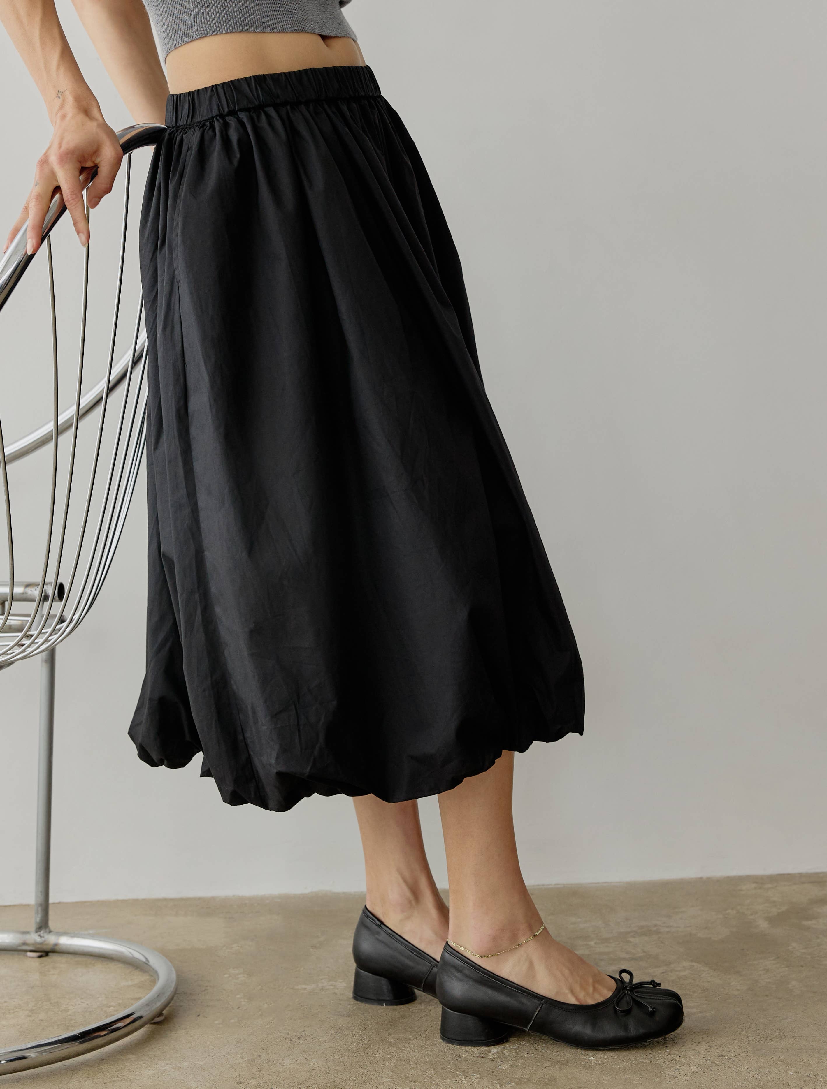 The Bella Skirt | Midi Bubble Skirt: BLACK / SMALL