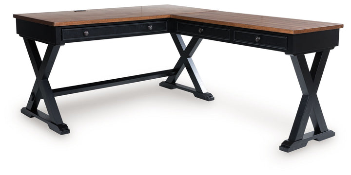 Wildenauer - Brown / Black - Home Office Desk And Return