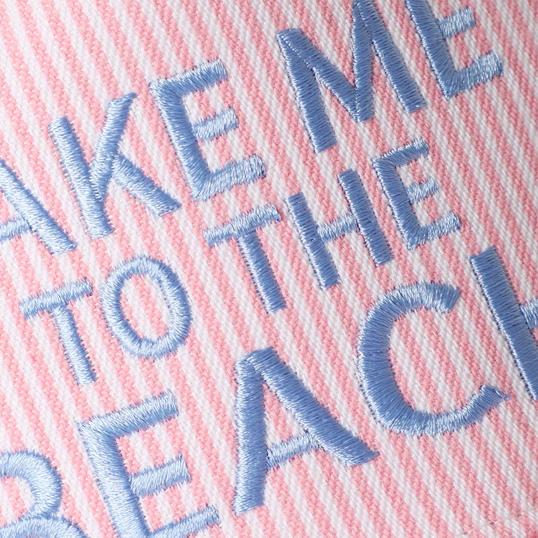 TAKE ME TO THE BEACH Embroidered Seersucker Trucker Hat