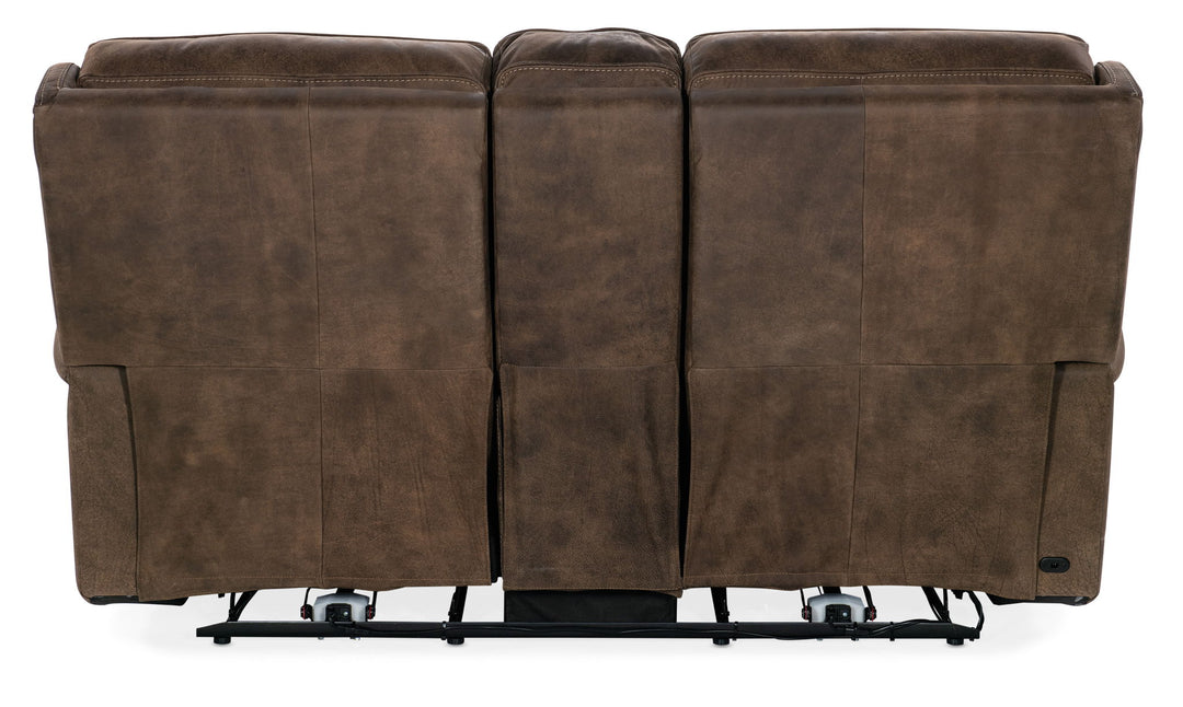 Wheeler - Power Console Loveseat With Power Headrest - Dark Brown