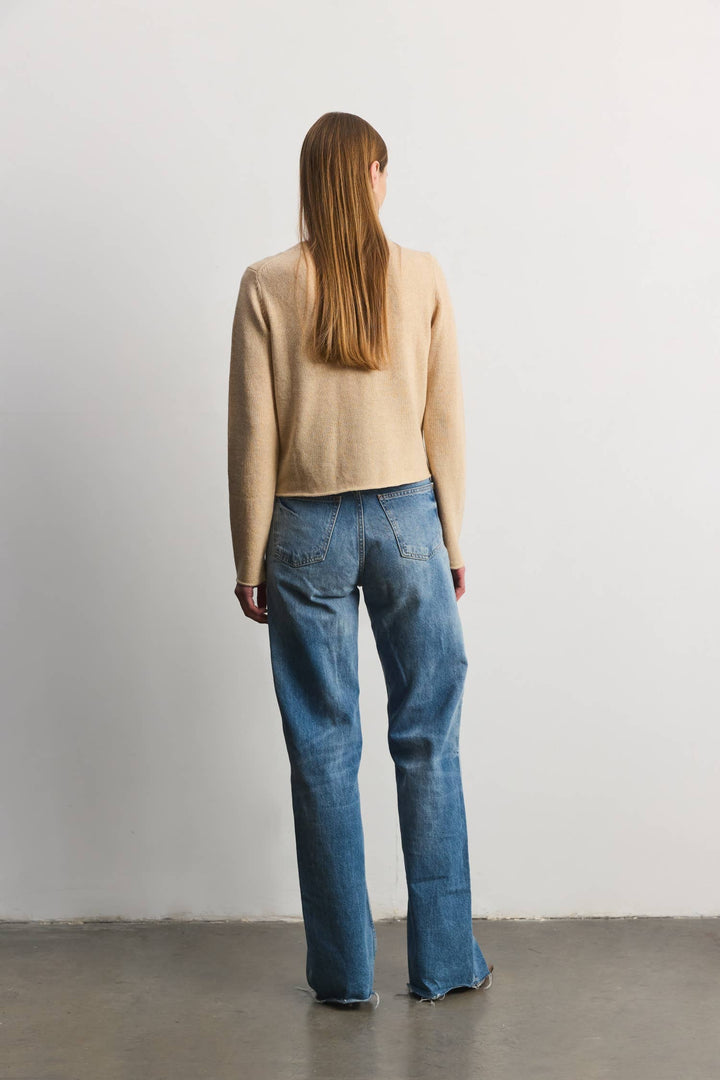 The Molly Cardigan | Lightweight Cropped Cardigan: SAND / SMALL