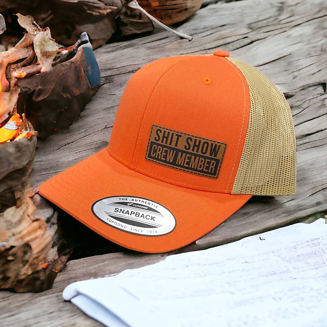 Shit Show Crew Member | Leather Patch Hat: Camo / Black